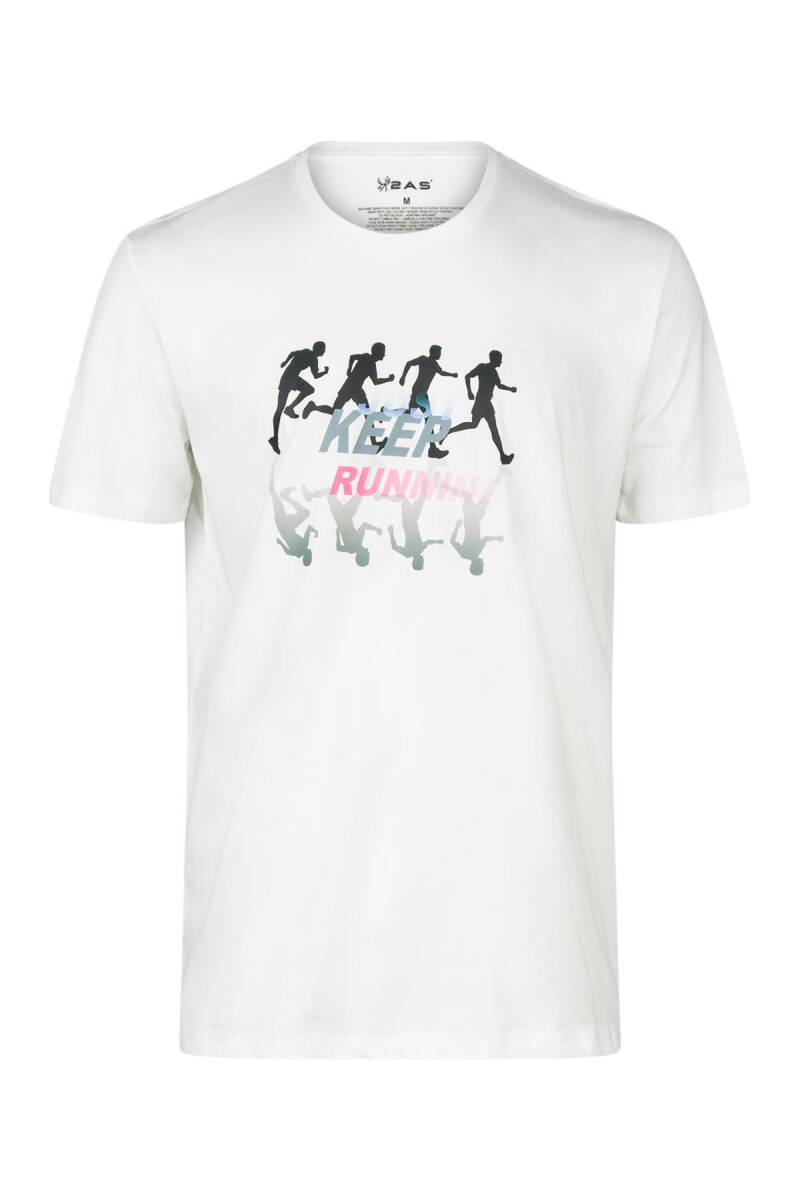 AS Alex Baskılı Erkek Sıfır Yaka T-Shirt Beyaz - 1