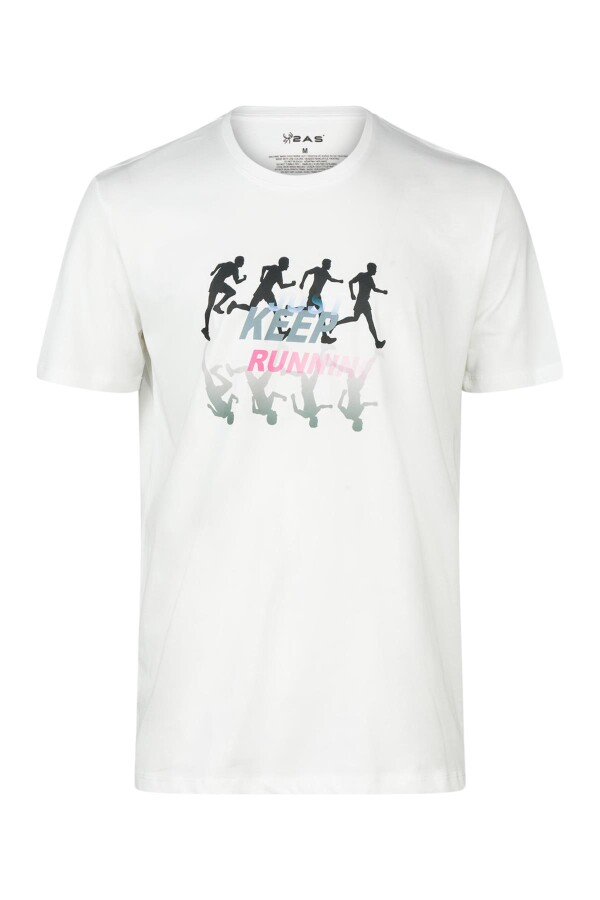 AS Alex Baskılı Erkek Sıfır Yaka T-Shirt Beyaz - 2AS