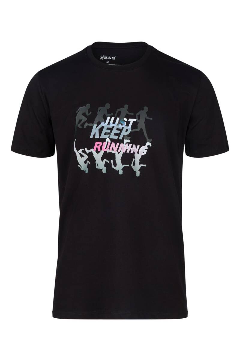 AS Alex Baskılı Erkek Sıfır Yaka T-Shirt Siyah - 1