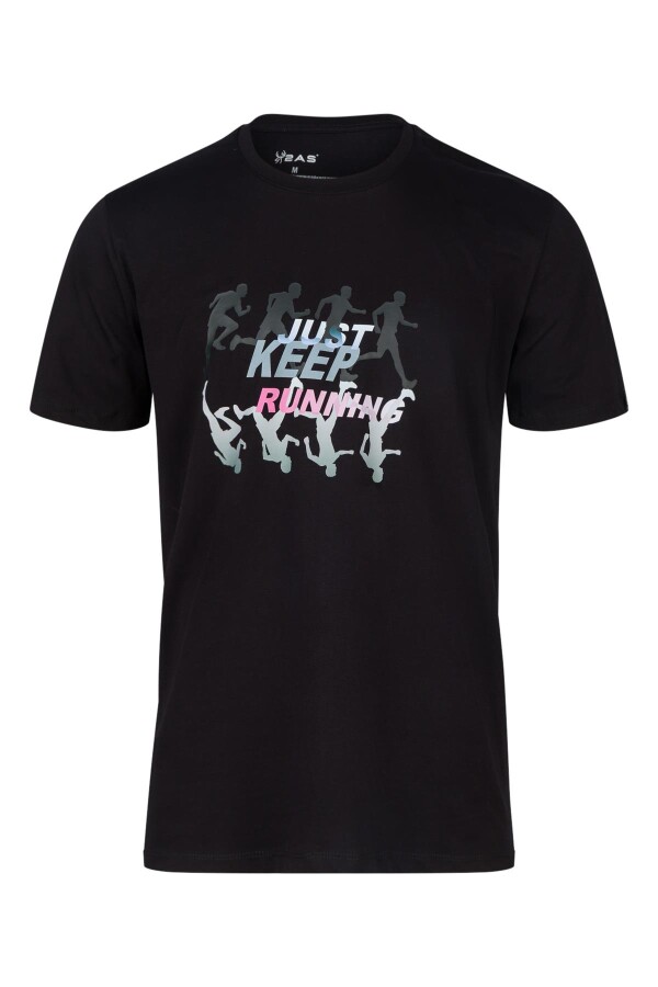 AS Alex Baskılı Erkek Sıfır Yaka T-Shirt Siyah 