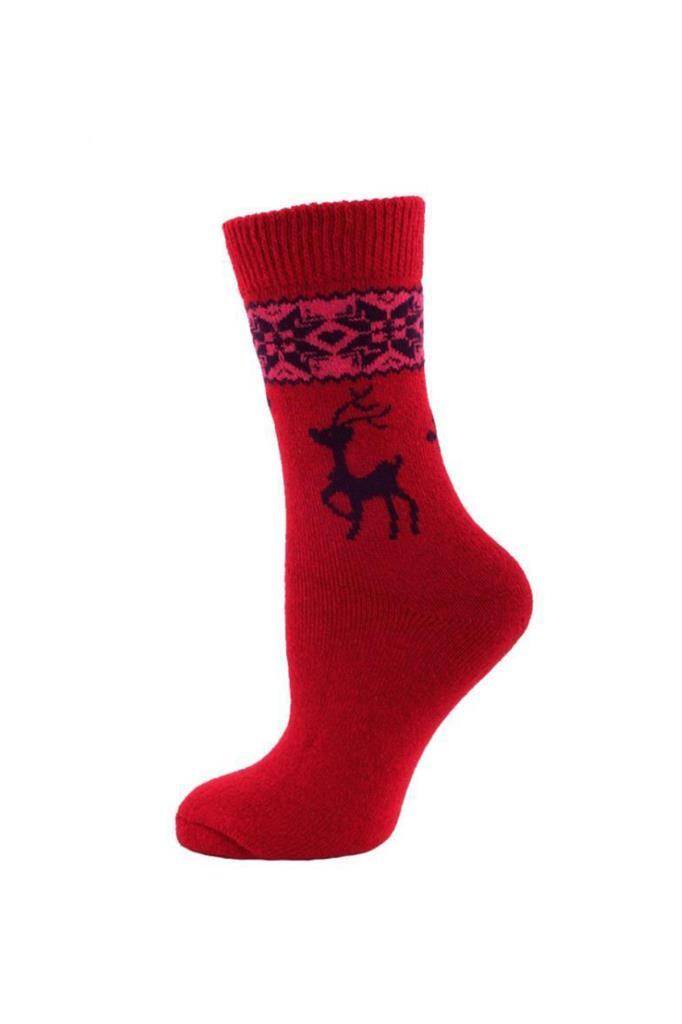 Panthzer Casual Wool Socks Kadın Çorap Kırmızı/Lacivert - 1