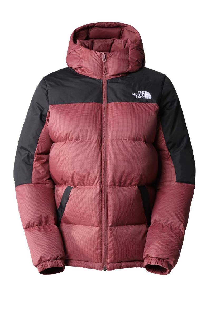 The North Face Diablo Down Kapüşonlu Hoodie Kadın Mont Kırmızı/Siyah - 1