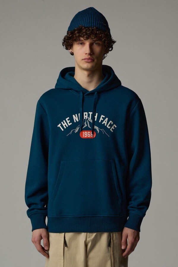 The North Face Erkek Hoodie Varsity Graphic Sweatshirt Koyu Mavi - Mavi 