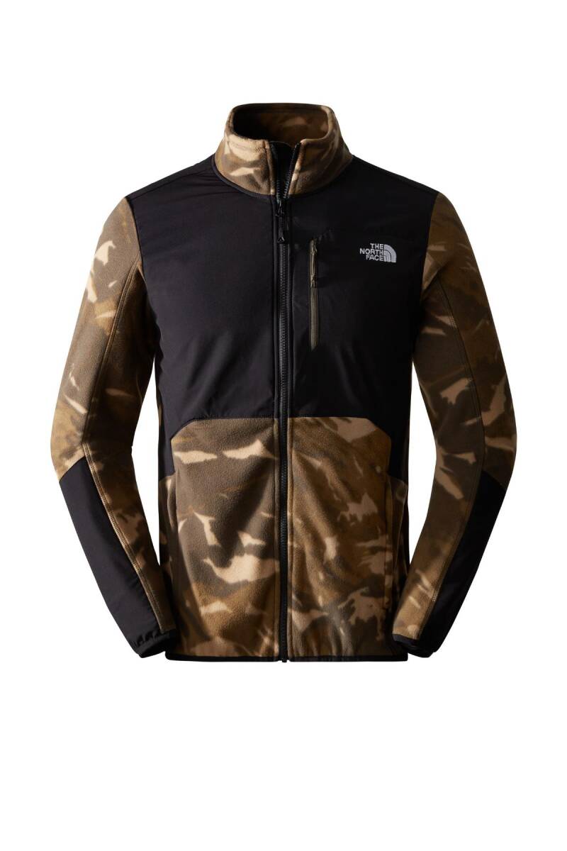 The North Face Glacier Pro Tam Fermuarlı Erkek Polar Haki/Siyah - 1