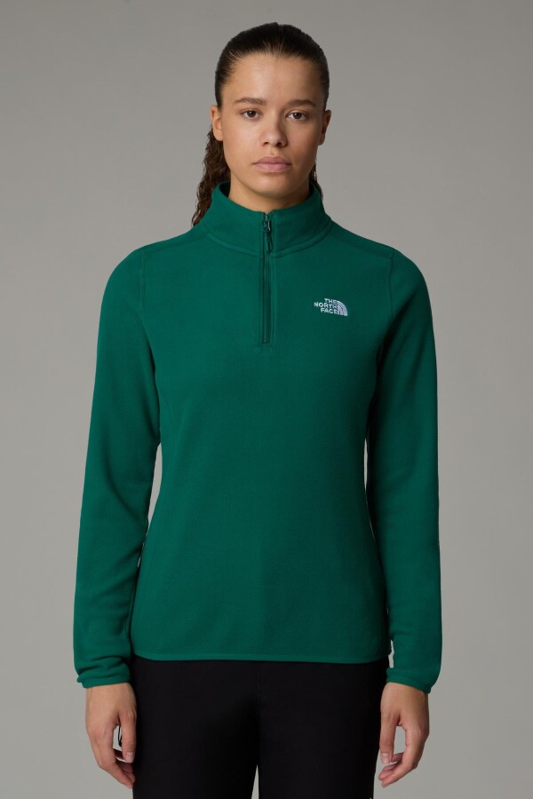 The North Face Kadın 100 Glacier 1/4 Zip Polar Yeşil - THE NORTH FACE