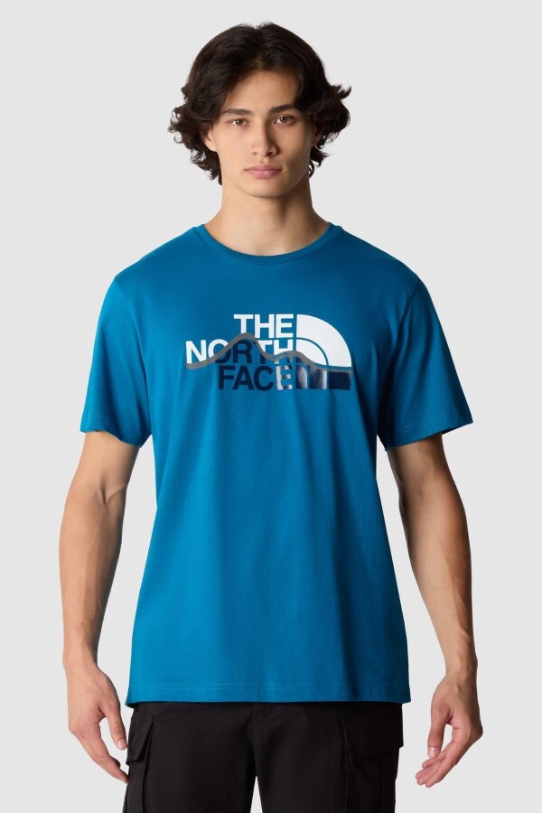 The North Face M S/S Mountain Line Tee Erkek Tişört Mavi 