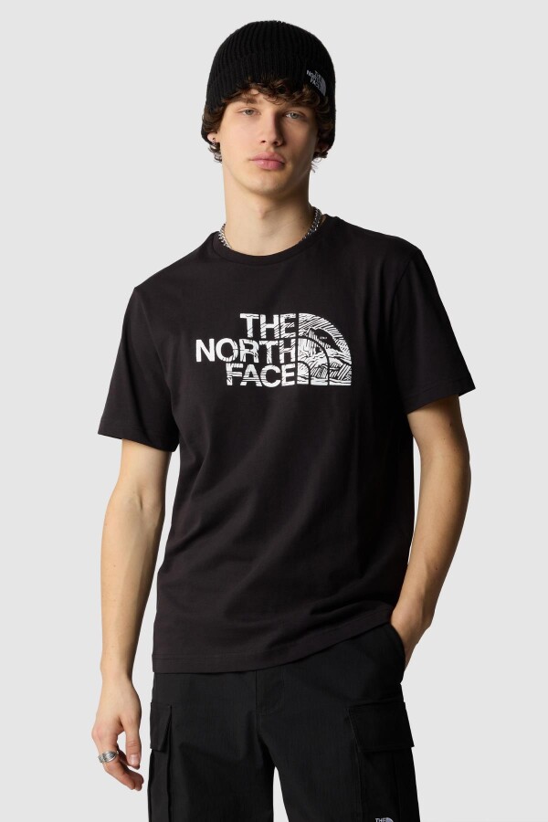 The North Face M S/S Woodcut Dome Tee Erkek Tişört Siyah 