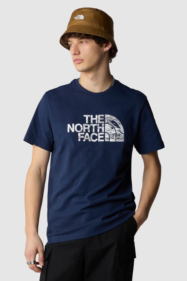 The North Face M S/S Woodcut Dome Tee Erkek Tişört Lacivert 